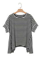 Round Neck Striped Printed T-Shirt Lootquake LLC