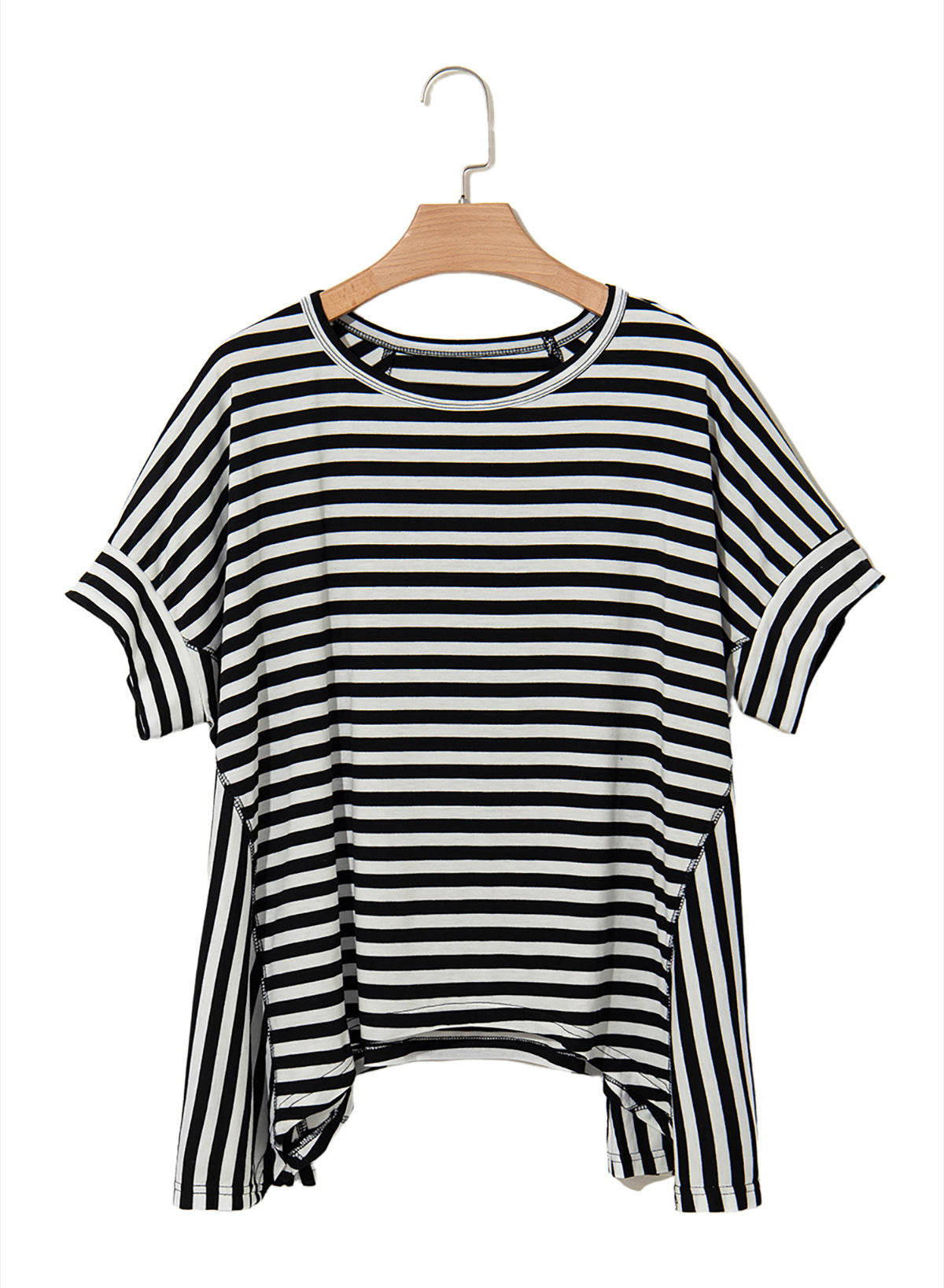 Round Neck Striped Printed T-Shirt Lootquake LLC