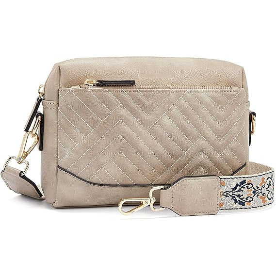 Quilted embroidered grid color matching small women crossbody bag, simple small square bag, shoulder messenger bag - SJB-DIAMOND ELITES