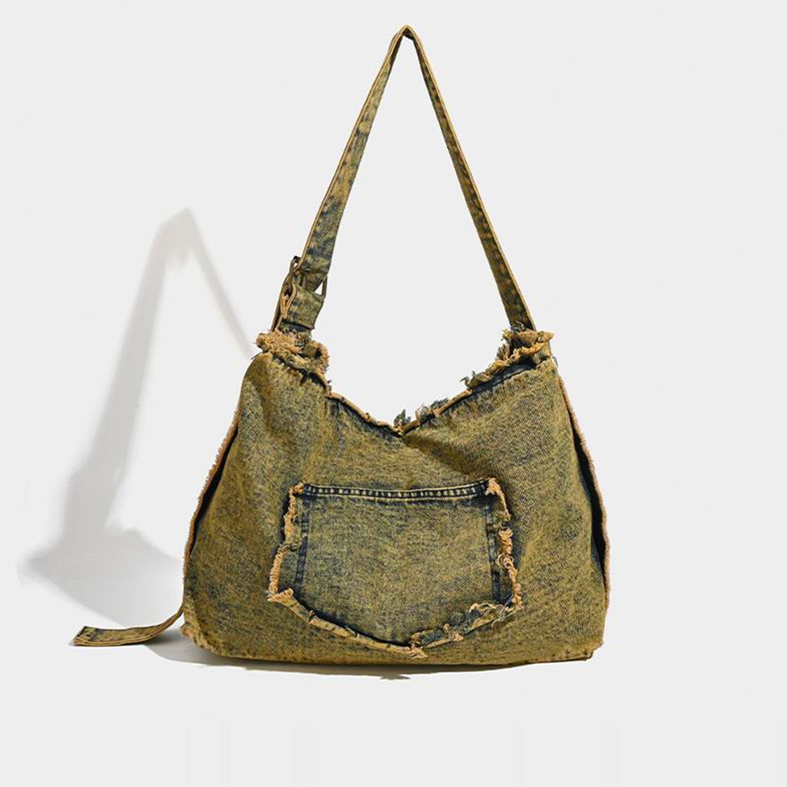 Large capacity hobo shoulder tote bag, retro denim bag, stylish crossbody bag, rivet design shoulder bag - SJB-DIAMOND ELITES