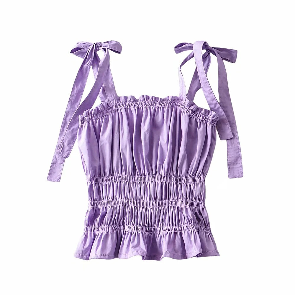 Fashion Elastic Wrinkle Short Sling Women's Sexy Camisole - SJB-DIAMOND ELITES