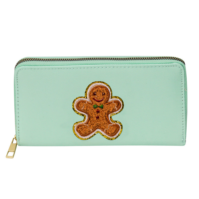 Women's alphabet embroidered wallet, long coin purse, nylon zipper ticket holder, multi-function card bag - SJB-DIAMOND ELITES
