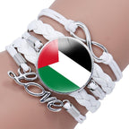 Palestinian flag keffiyeh pattern time gemstone love & ∞ style multi-layered bracelet (MAC080) - SJB-DIAMOND ELITES