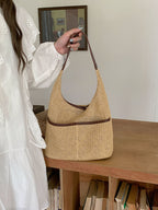 straw bag, commuter hobo bag, summer woven hobo bag for women, straw shoulder purse, beach crochet bag lightweight - SJB-DIAMOND ELITES