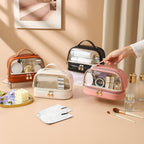 Transparent double layers cosmetic bag, travel large-capacity portable storage bag, PVC waterproof handbag cosmetic toilet bag, transparent makeup purse,Makeup bag with compartments, - SJB-DIAMOND ELITES