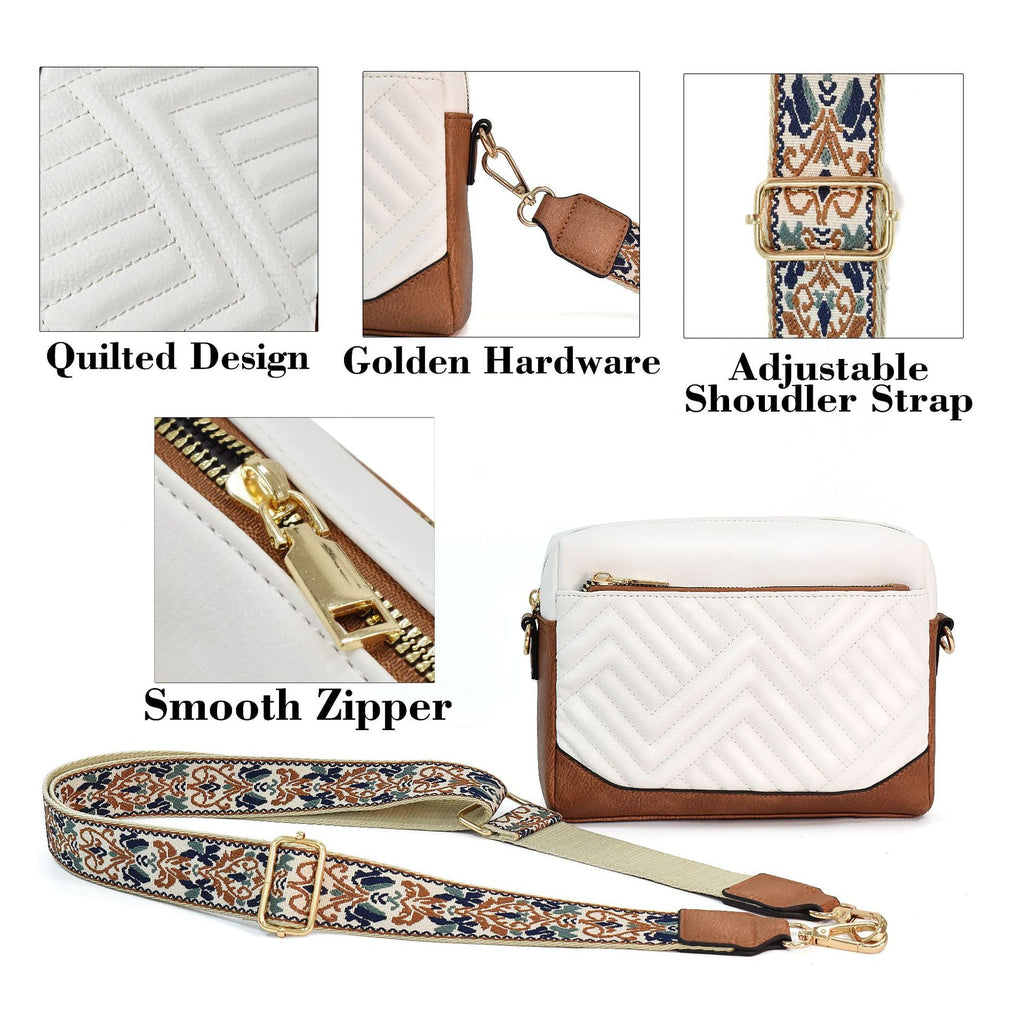 Quilted embroidered grid color matching small women crossbody bag, simple small square bag, shoulder messenger bag - SJB-DIAMOND ELITES