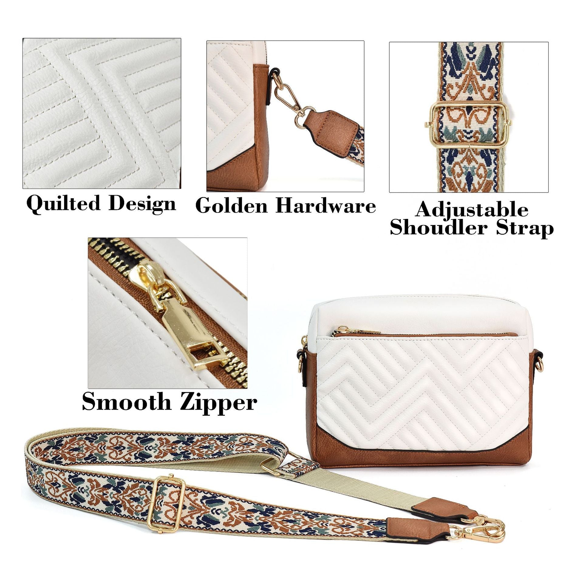 Quilted embroidered grid color matching small women crossbody bag, simple small square bag, shoulder messenger bag - SJB-DIAMOND ELITES
