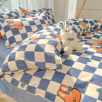 Four-piece Set Sanding Skin Bed Sheet Quilt Cover Pi-Mart