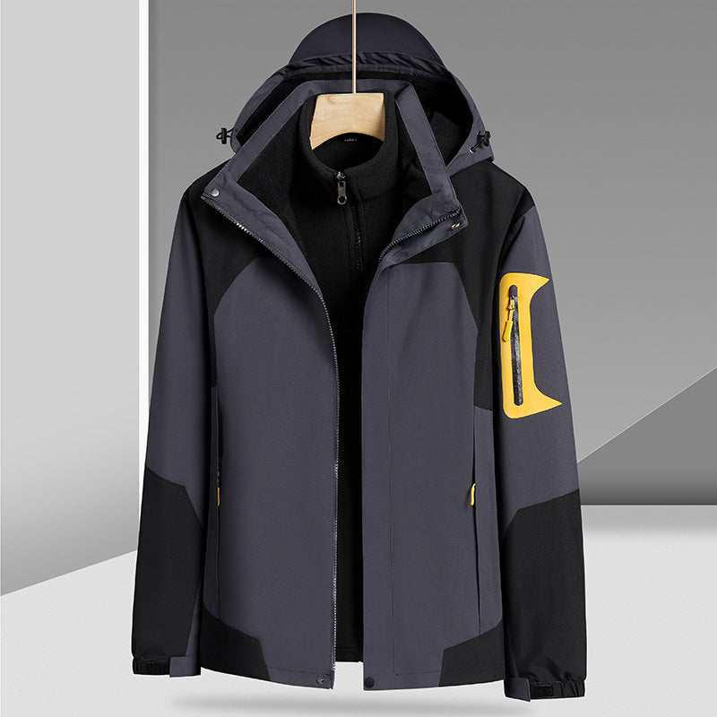 Three-in-one Removable Liner With Velvet Thickening Windproof Waterproof Jacket Pi-Mart
