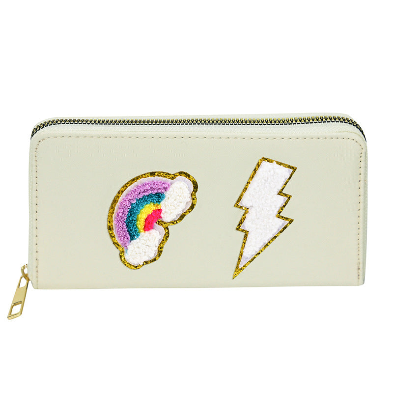 Women's alphabet embroidered wallet, long coin purse, nylon zipper ticket holder, multi-function card bag - SJB-DIAMOND ELITES