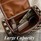 Large portable plaid cosmetic bag, large capacity toilet bag, tote zipper cosmetic storage bag, makeup bag with compartments, - SJB-DIAMOND ELITES