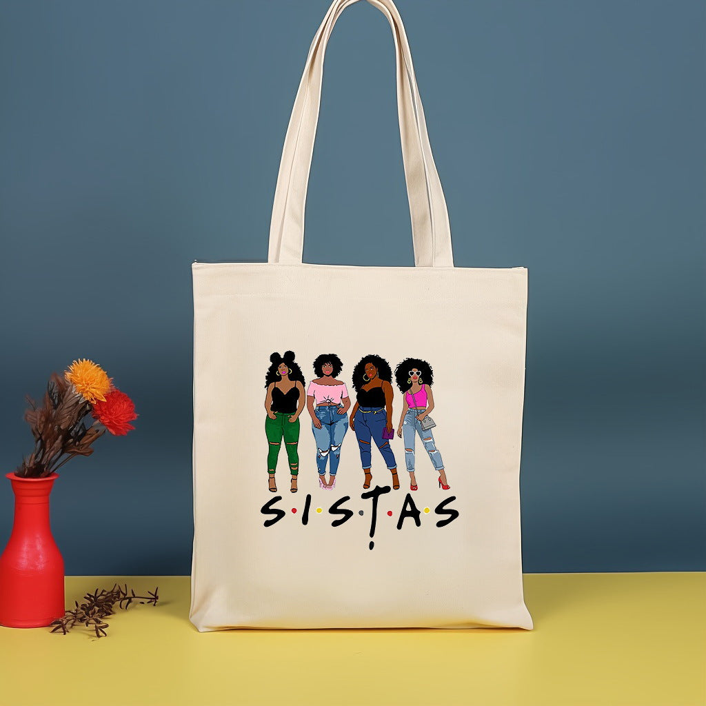 Canvas printed shoulder bag, fashionable and lightweight shopping bag, large-capacity cotton bag 2pcs hobo. - SJB-DIAMOND ELITES