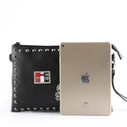 Black rivet clutch bag shoulder messenger bag envelope bag evening - SJB-DIAMOND ELITES