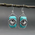 Ethnic Shield Retro Green Turquoise Earrings