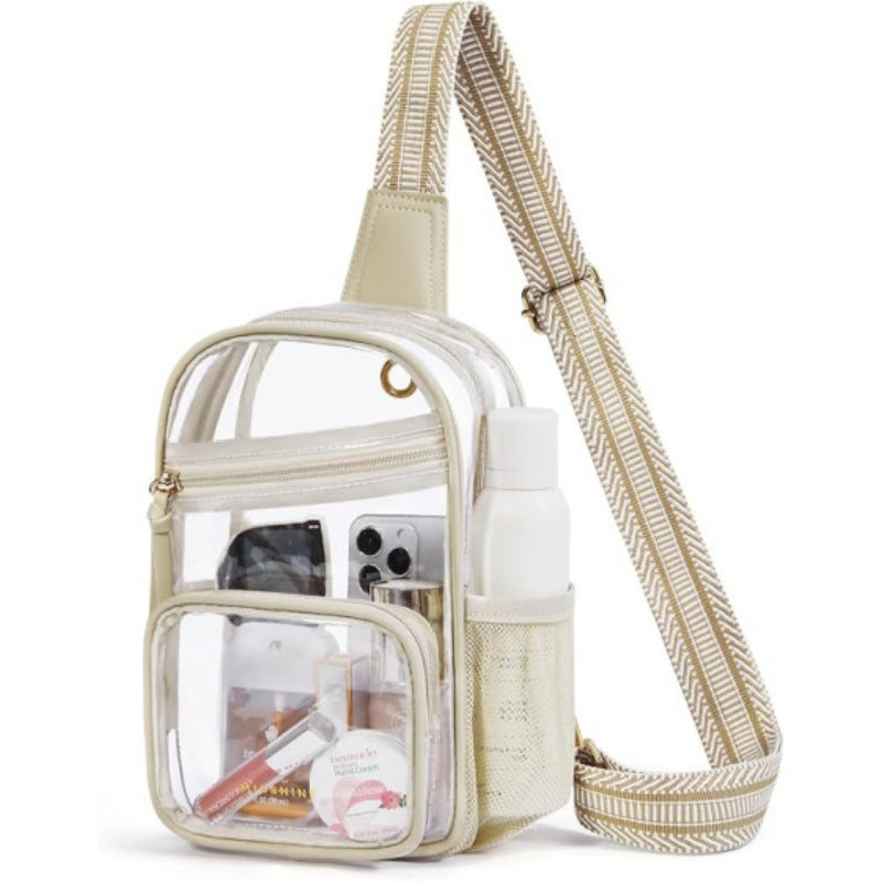 Transparent Breast Bag for Concerts – Premium Fanny Pack Crossbody for Women, Ideal Waist Bag for Travel, Sports, Holidays, and Running – Durable Transparent Chest Bag for Stadium Events - SJB-DIAMOND ELITES