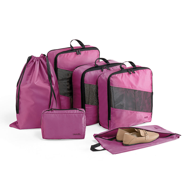 Thickened polyester cloth travel clothes storage bag, travel goods set bundle shoe cover finishing six-piece storage bag - SJB-DIAMOND ELITES
