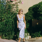 Yellow Floral Maxi Dress | Retro V-Neck Summer Party Gown -femstylo