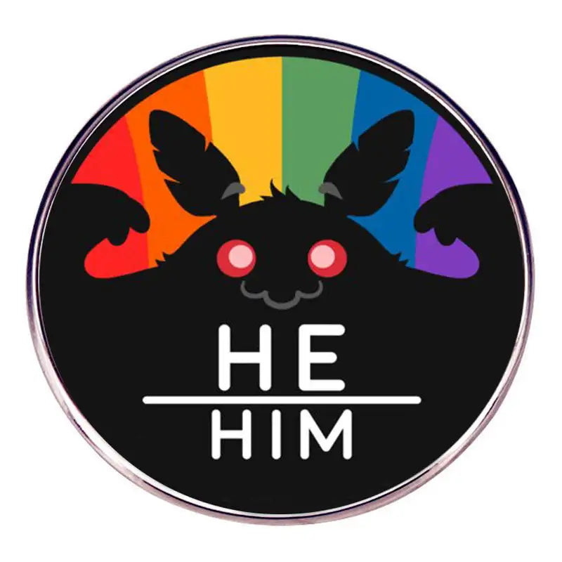Rainbow Moth Man Pin Badge Metal