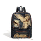 Washed denim retro backpack, design bow backpack pusre, Spice girl large capacity purse backpack - SJB-DIAMOND ELITES