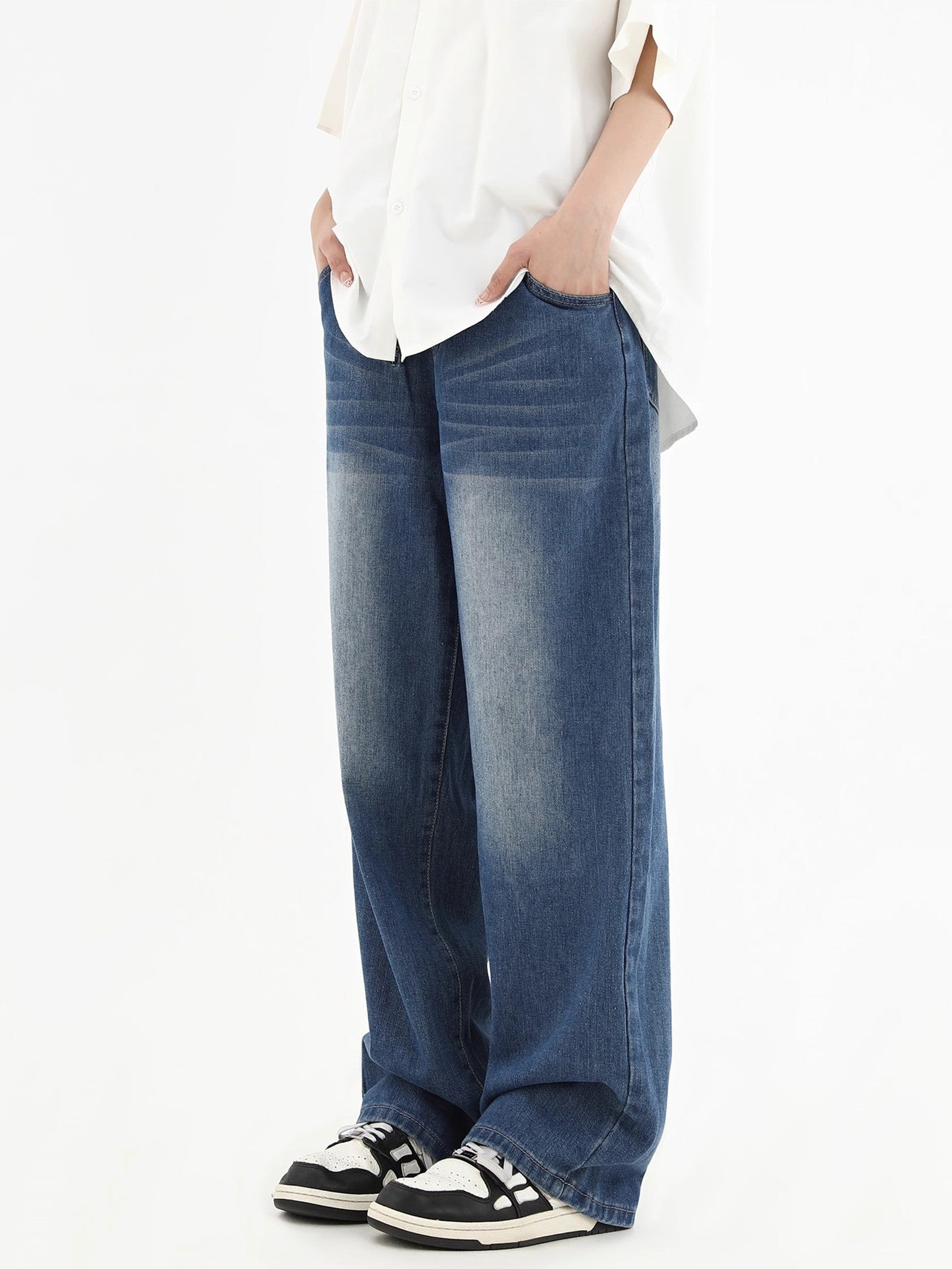 Vintage Smoky Gray Elastic Waist Jeans For Men And Women Lootquake LLC