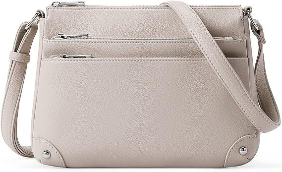 Small crossbody bag for women, shoulder bag multi-zip pocket bag, classic function messenger bag