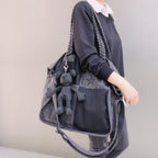 Large Shoulder Bag with Patchwork Details simple Casual Oxford Fabric hobo bag for women - SJB-DIAMOND ELITES