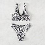 Split swimsuit female sexy leopard print contrasting color splicing bikini swimsuit female