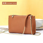 Genuine Leather simple shoulder bag women, stylish large capacity bag, tote purse double zipper, leather chain bag