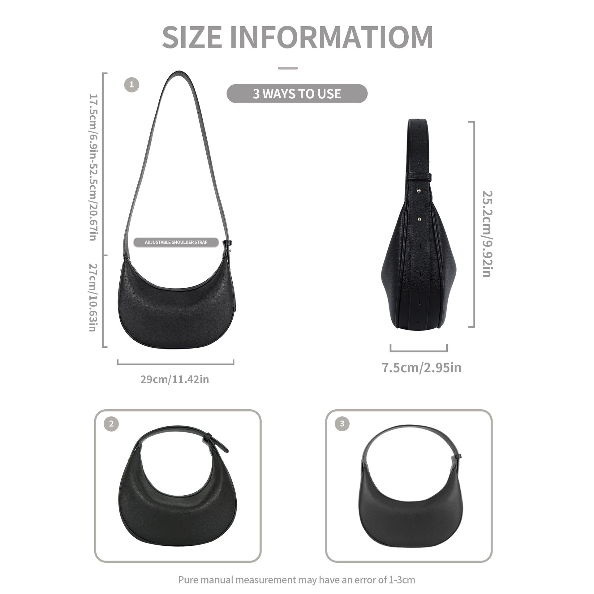 Half Moon Bag, Shoulder Strap Adjustable Shoulder Bag, Hobo Bag for Women - SJB-DIAMOND ELITES