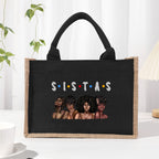 Cotton and linen canvas tote bag, printed letter tote bag, portable light handbag, gift shopping bag - SJB-DIAMOND ELITES