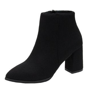 Women's Stacked Heel Ankle Bootie Shoes SHOMICOBOUTIQUE