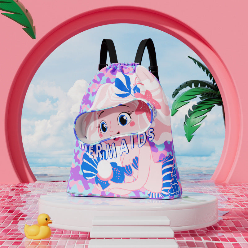 Children's swimming bag, wet and dry separation toilet bag, large-capacity swimming storage bag, beach storage bundle backpack. - SJB-DIAMOND ELITES