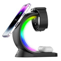 4 In 1 Magnetic Wireless Charger Fast Charging For Smart Phone Atmosphere Light Charging Station For Airpods Pro I-phone Watch Pi-Mart