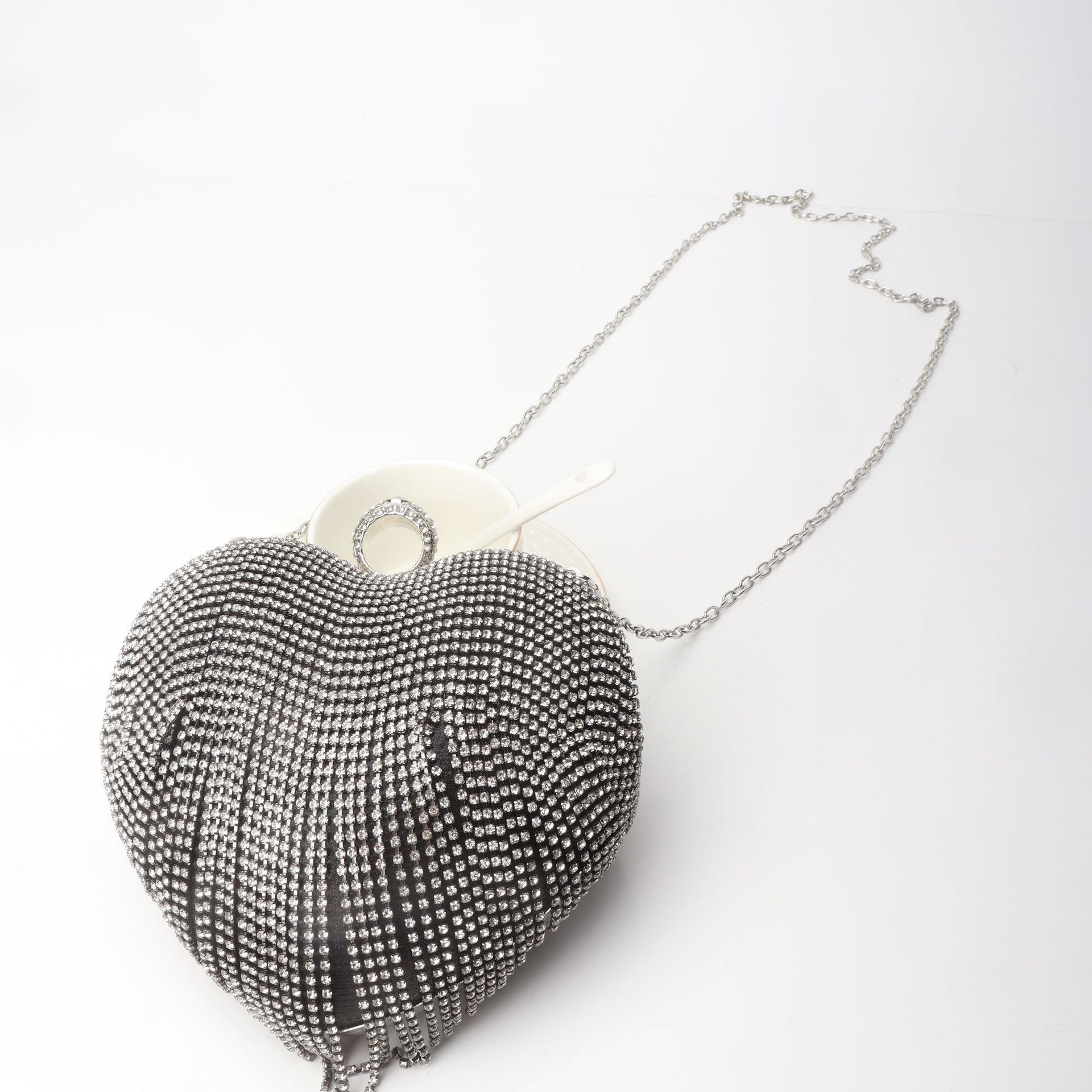 Fringed Rhinestone Bag, Birthday Party purse, Heart Shape Dinner Bag evening Clutch Purse Party, Prom Bag, Party Purse, Prom Bags Clutch, Wedding Purse Crossbody Chain - SJB-DIAMOND ELITES