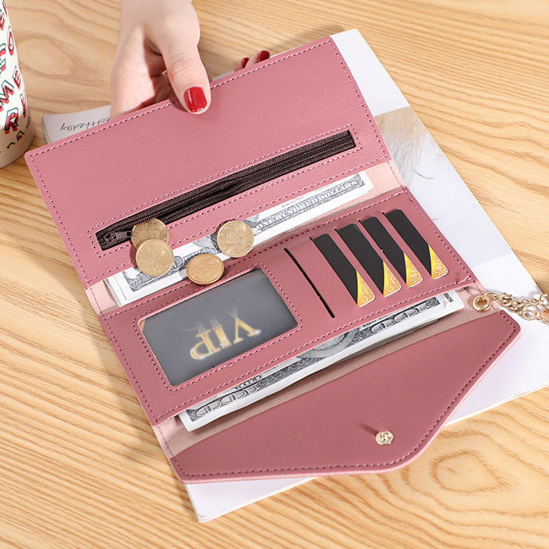 Wallet women's long, fringed three-fold flip clutch bag, simple women's wallet evening - SJB-DIAMOND ELITES