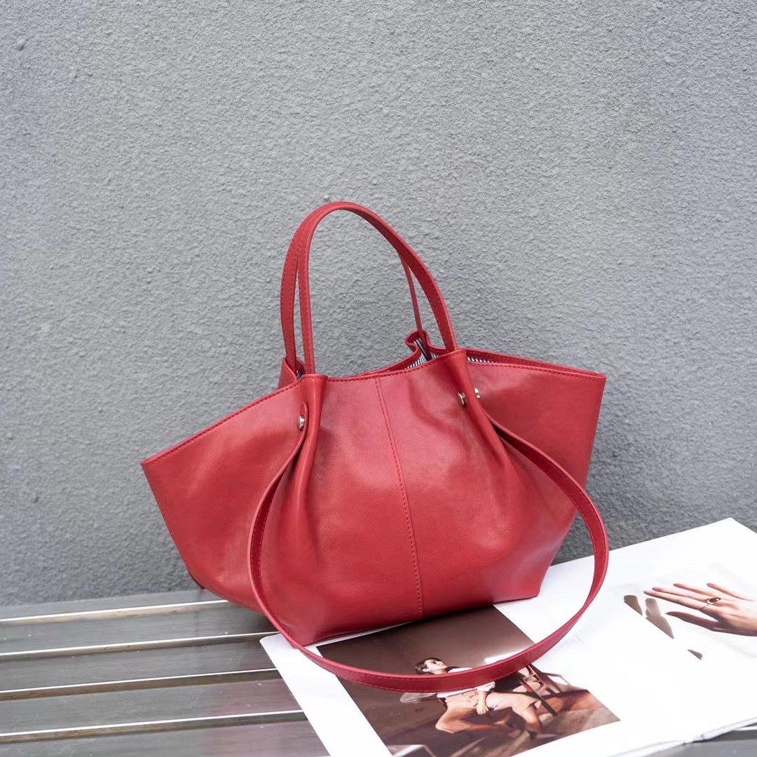 Elegant Genuine Leather Tote Bag – Premium Sheepskin Women's Hand-held Underarm Tote Bag, Versatile 2 in 1 Tote Shoulder Bag for Everyday Chic - SJB-DIAMOND ELITES