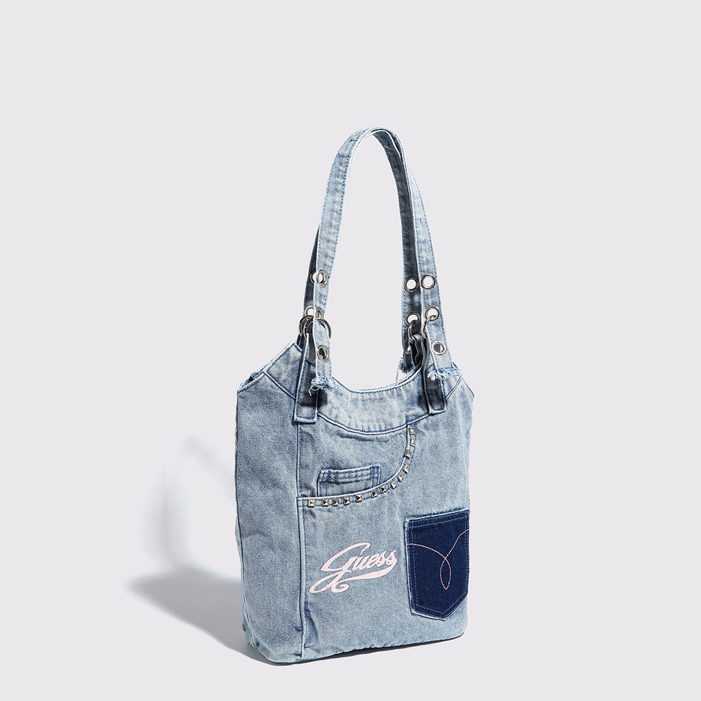 Washed denim underarm bag, Spice girl sweet cool retro hobo bag, fashionable splicing shoulder bag, versatile hobo women's bag - SJB-DIAMOND ELITES