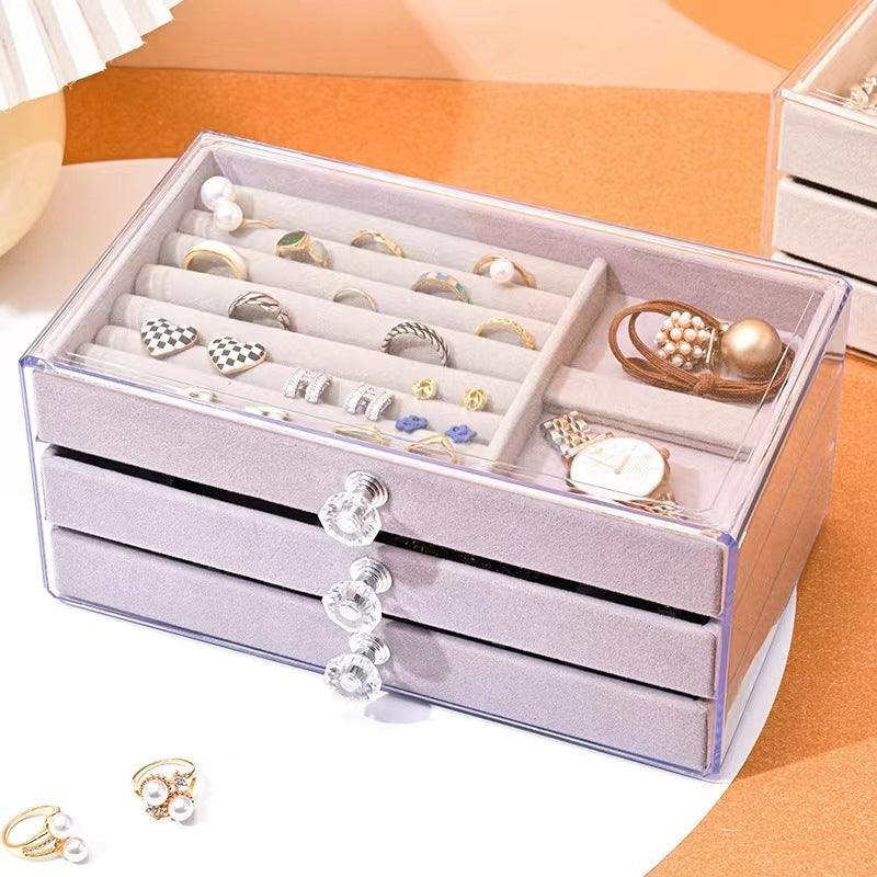 Multi-layer anti-oxidation jewelry box, earrings necklace bracelet jewelry storage box large capacity - SJB-DIAMOND ELITES