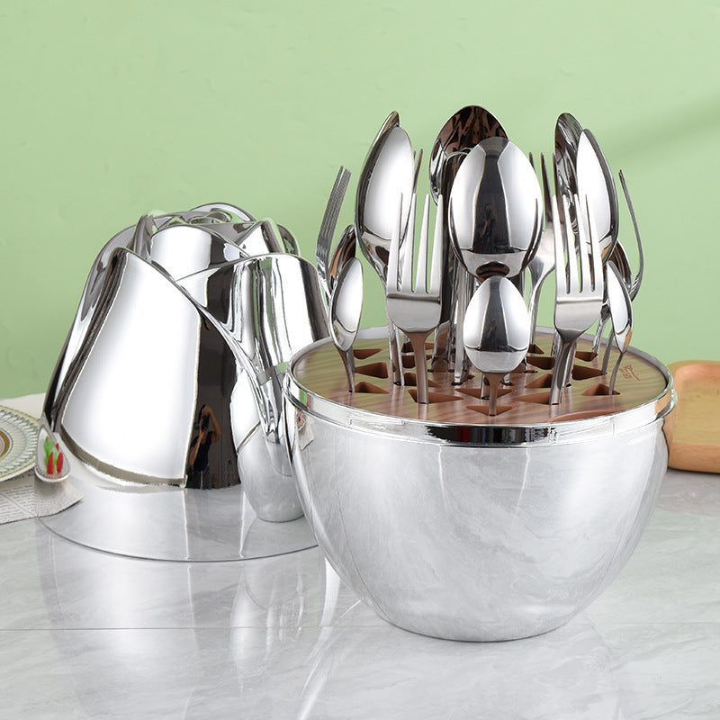 24 Pieces Stainless Steel Knife Fork And Spoon Western Dinner Set Ornaments Pi-Mart