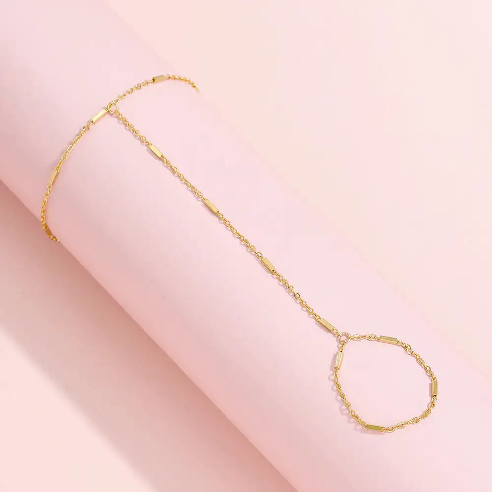 Women's Beach Ring Bracelet Integrated Chain