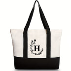 Canvas shoulder bag, large capacity letter print tote bag, women's fashion lightweight portable gift bag - SJB-DIAMOND ELITES