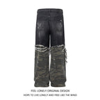 Men's American High Street Stitched Camouflage Wide Leg Jeans Lootquake LLC