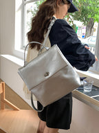Big backpack female, autumn and winter silver large capacity backpack purse, commuter versatile college backpack - SJB-DIAMOND ELITES