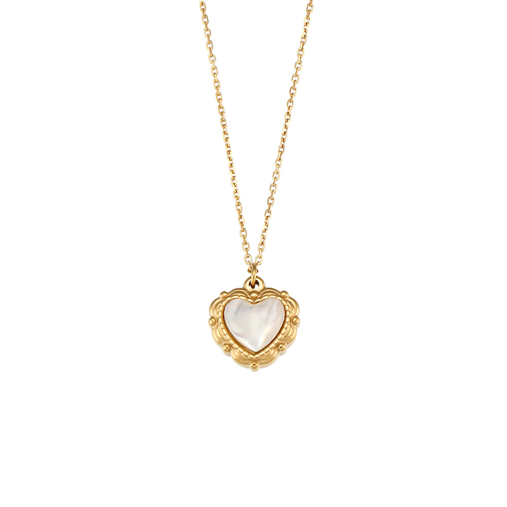 High-grade Love Light Luxury Pendant Jewelry Stainless Steel 18k Gold Plating Vintage Shell Love Necklace Pi-Mart