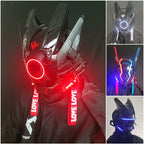 Punk mask round lights wing braids triangle lights music festival LED glow tech sense boy helmet Halloween - SJB-DIAMOND ELITES