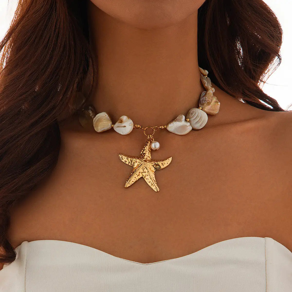 Classic Conch Pendant Necklace For Women Bohemian Starfish Beaded Choker Necklace Summer Beach Neck Fashion Jewelry