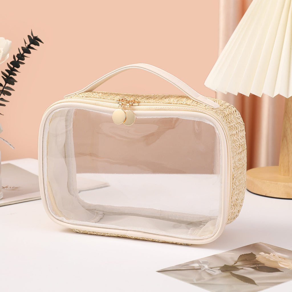 Ladies woven tote cosmetic bags, lightweight makeup bags,Business trip Transparent toiletries bag, Cosmetics storage bag, Transparent Cosmetic Bag, - SJB-DIAMOND ELITES