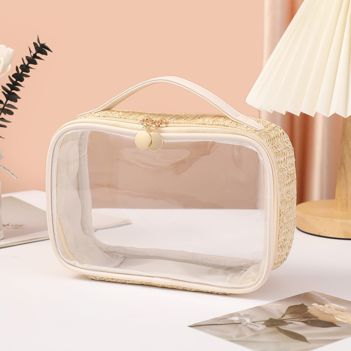 Ladies woven tote cosmetic bags, lightweight makeup bags,Business trip Transparent toiletries bag, Cosmetics storage bag, Transparent Cosmetic Bag, - SJB-DIAMOND ELITES