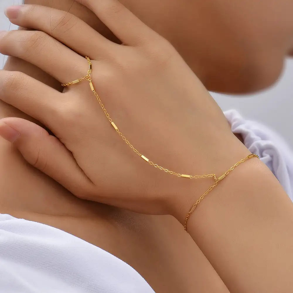 Women's Beach Ring Bracelet Integrated Chain