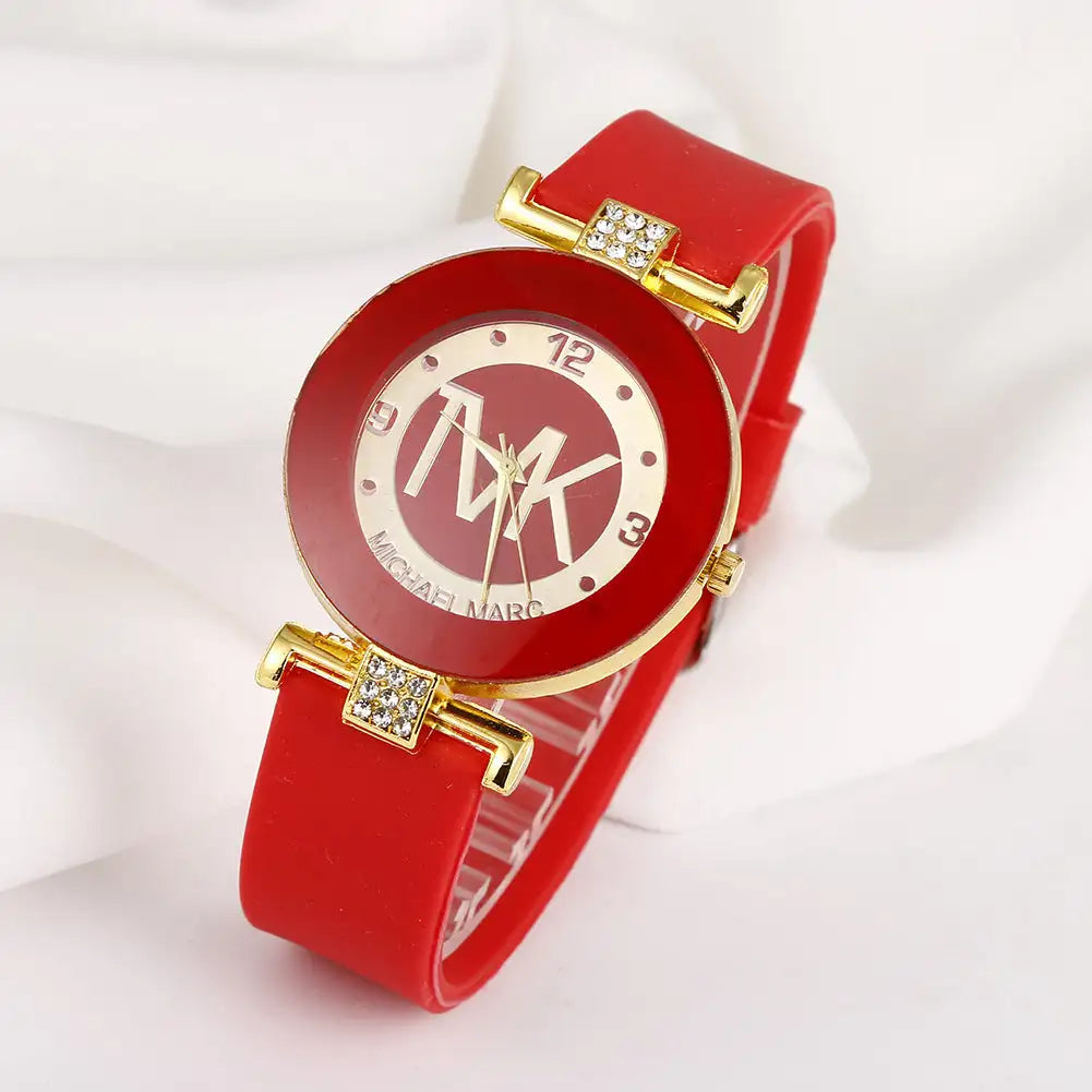 Fashion Women's Diamond Silicone Strap Quartz Watch - SJB-DIAMOND ELITES